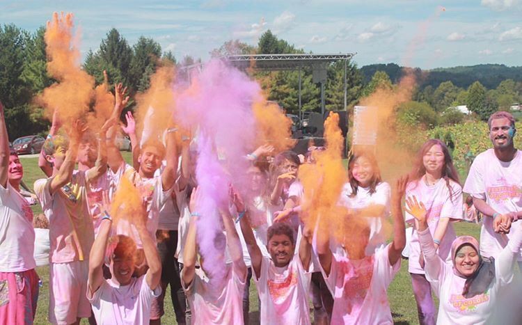 Photo of IEP students celebrating Holi Festival of Colors